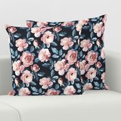 Old Fashioned Moody Roses in Salmon and Blue Grey - large
