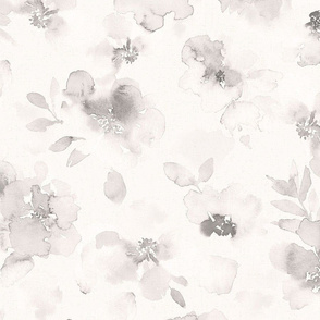 Misty sepia beige floral watercolor - large scale