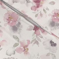 Misty pink floral watercolor - medium scale