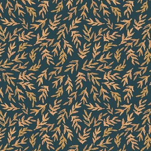 small scale - fields of joy - foliage - gold and teal