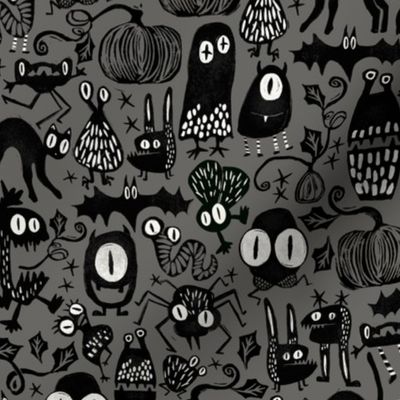 Gothic Halloween Monsters { gray small scale }
