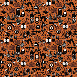 Gothic Halloween Monsters { orange small scale }