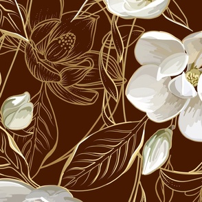 Southern Magnolias | Large | Chocolate Brown #471a00