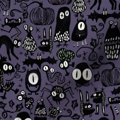 Gothic Halloween Monsters { purple small scale }