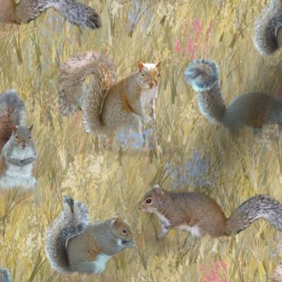 Squirrels in Wildflower Field