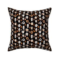 SMALL  pumpkin spice latte fabric coffee and donuts fall autumn traditions black