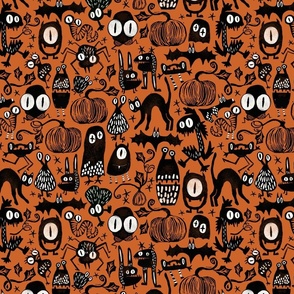 Gothic Halloween Monsters { orange - medium scale }