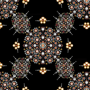 165A-L Grey, Tan & Orange Mandalas