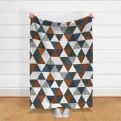 6" triangle wholecloth: rust, slate, olive