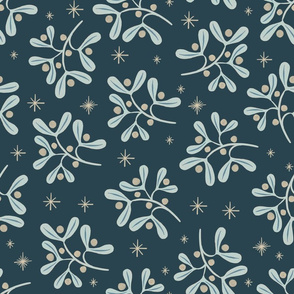 Winter Flora - Mistletoe on Navy