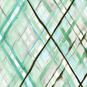 Watercolor plaid or tartan in green