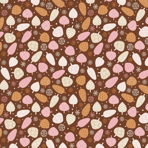 Pine Cones in snow-Brown and Pink