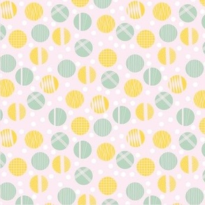 Pastel Geo Cut Up Circles in Pink Yellow and White