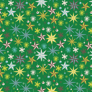 Christmas Stars on Green