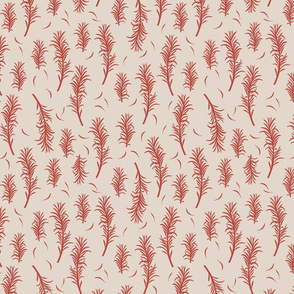 Pine Branch - Red on Cream