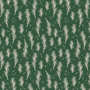 Pine Branch - Cream on Green