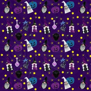 Halloween Gnome Light Dark Purple Background