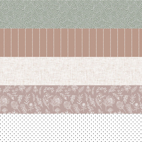 6" stripe wholecloth: mauve, laurel, taupe