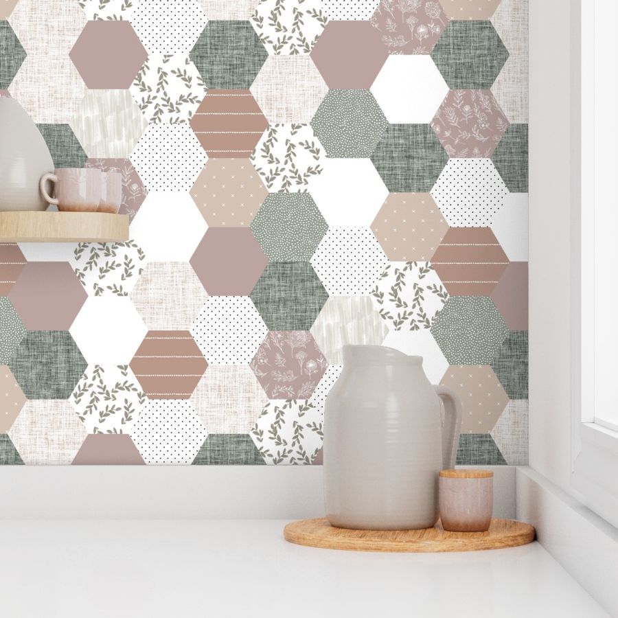 hexies: mauve, laurel, taupe