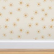 Freehand boho suns wallpaper  golden yellow 