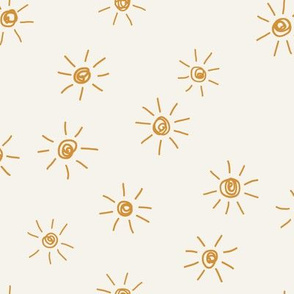 Freehand boho suns wallpaper  golden yellow 