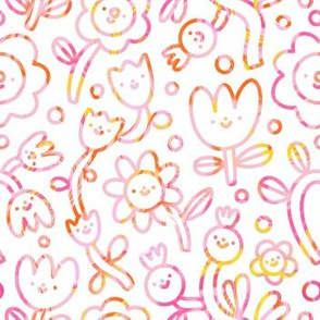 Marble flower doodles pattern