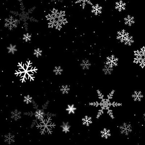 Black and White Snowflake Winter Pattern
