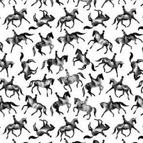 Black Watercolor Dressage Horses – Extra Small Scale