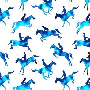 Showjumping Blue Watercolor Horses – Small Scale