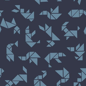 geometric animals blue/dark - medium scale 10"