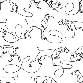 Continuous Line Weimaraners With Docked Tails (Black and White) – Medium Scale