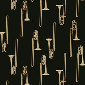 trombone on black - vertical