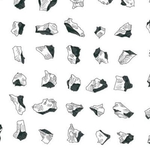 Sketched black, grey and white Rocks on a white backround (large)