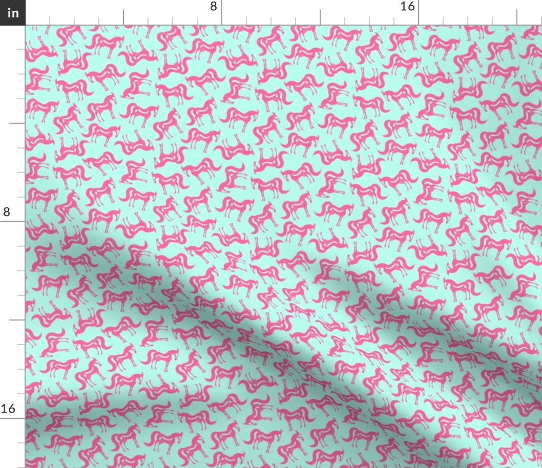 The Essence of a Horse Scattered Pattern (Mint and Hot Pink) – Small Scale