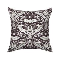 Watercolor Skull Moth Damask - Dark