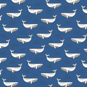 Whales on Navy Blue Smaller 1,5 inch