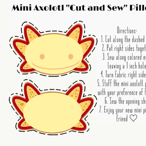 Golden Albino Axolotl "Cut and Sew" Mini Pillow