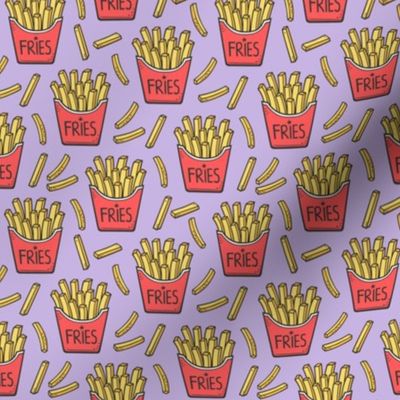 French Fries Fast Food Red on Purple Smaller 1,5 inch