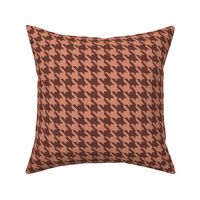 Cocoa Brown and Peach Houndstooth Plaid