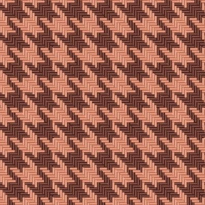 Cocoa Brown and Peach Houndstooth Plaid