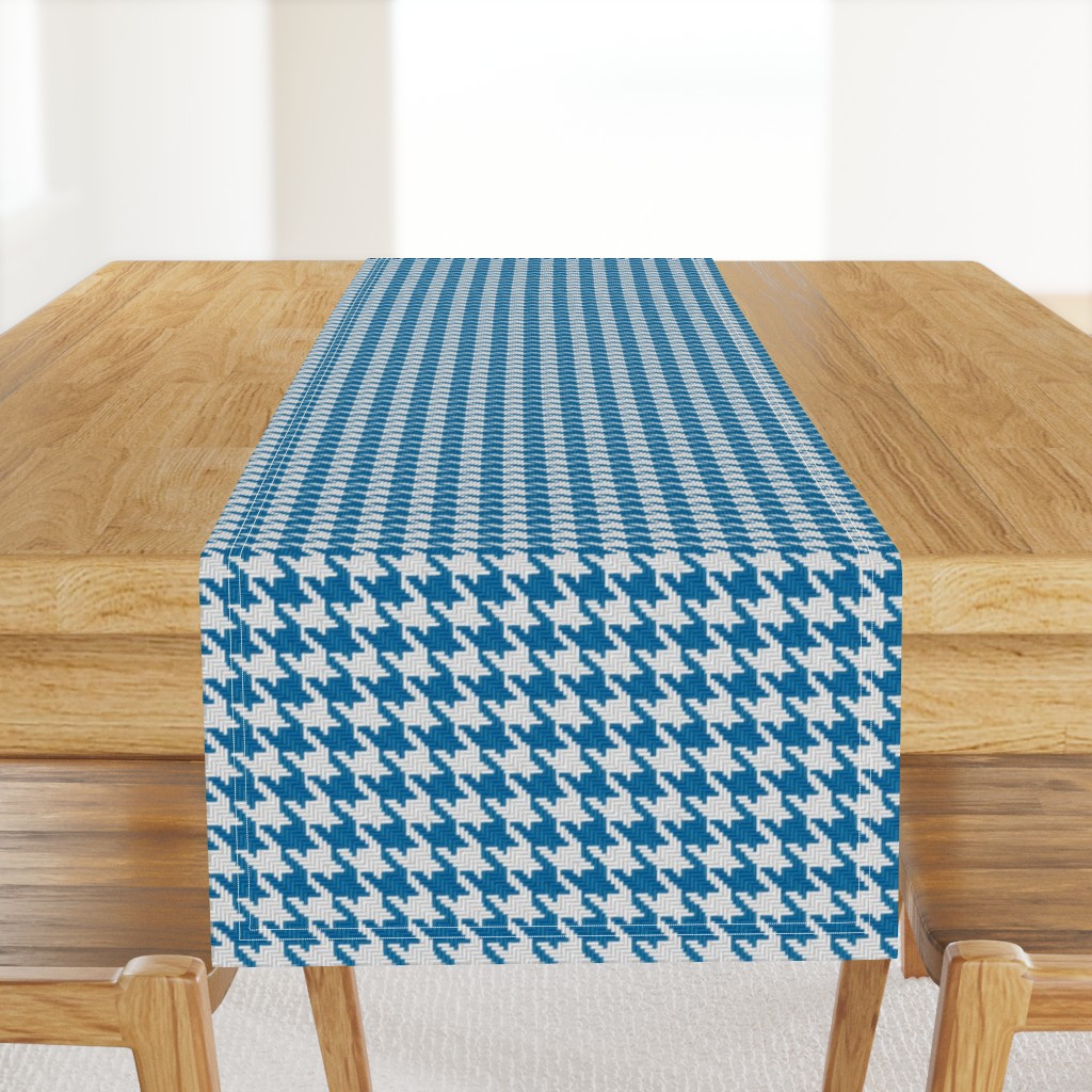 Blue and White Houndstooth Plaid