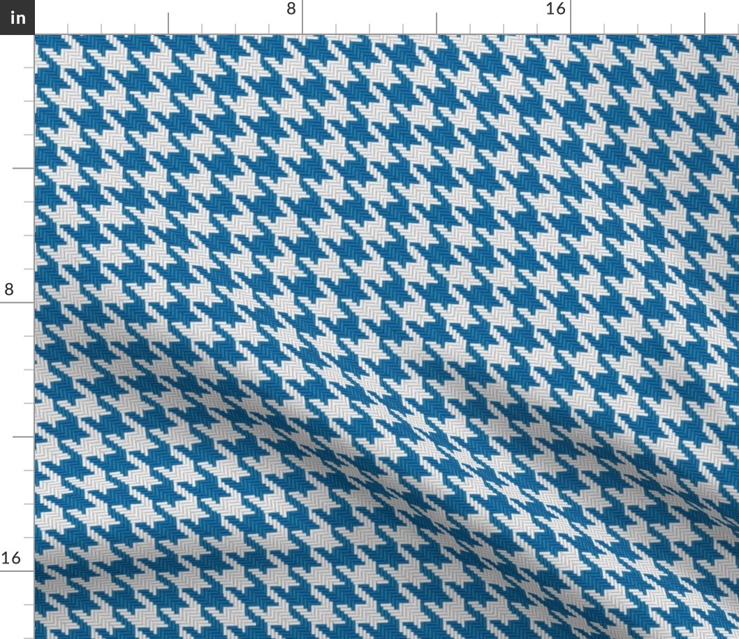 Blue and White Houndstooth Plaid