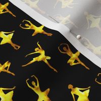 Watercolor Ballerinas One-Way Pattern (Black and Golden Yellow) – Small Scale