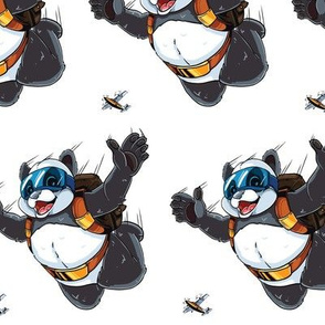 Endangered Skydiving Panda on White