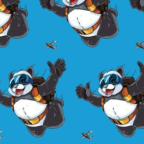 Endangered Skydiving Panda on Blue