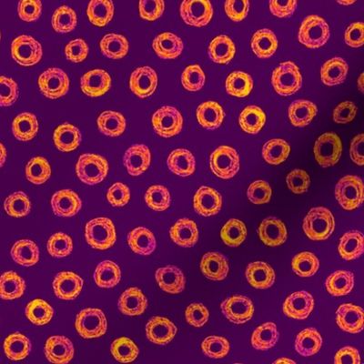 batik donut polkadots -  orange on purple