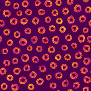 batik donut polkadots -  orange on purple