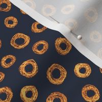 batik donut polkadots - copper and gold on navy