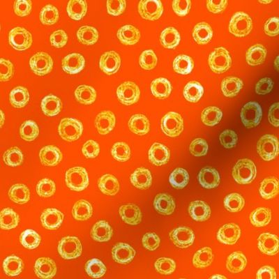 batik donut polkadots - yellow on solar orange