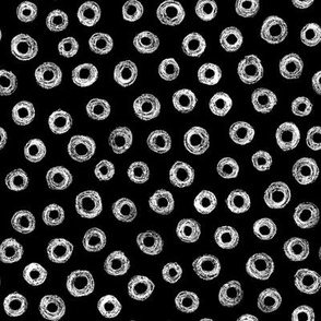 batik donut polkadots - white on black